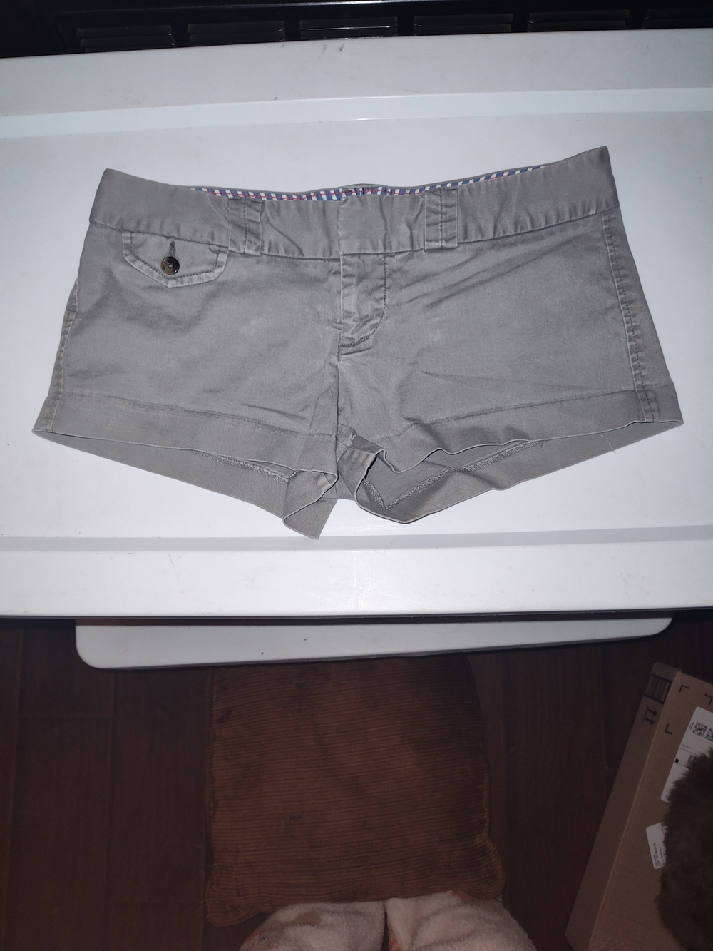 American Eagle Low Rise Waist Light Gray Denim Shortie Booty Micro Mini Shorts